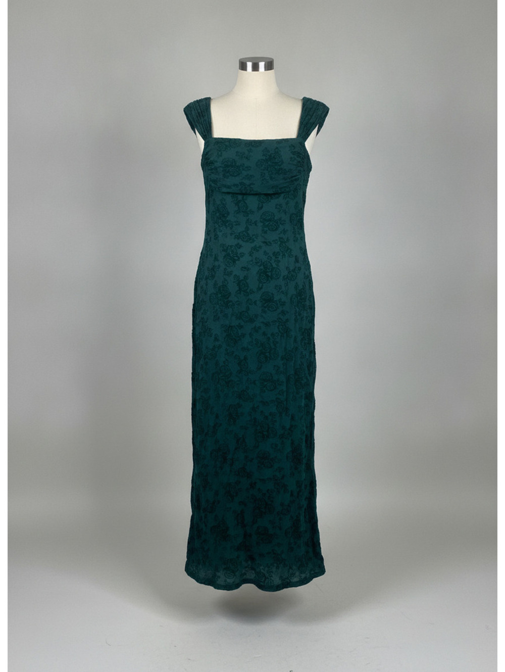 Stitch & Pine emerald green goth dark academia Victorian burnout maxi dress s